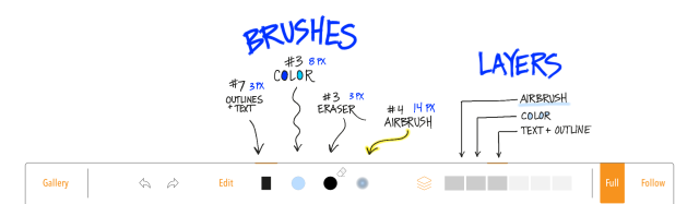 Screen shot showing brush layout