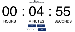 Screen shot of web-based countdown timer